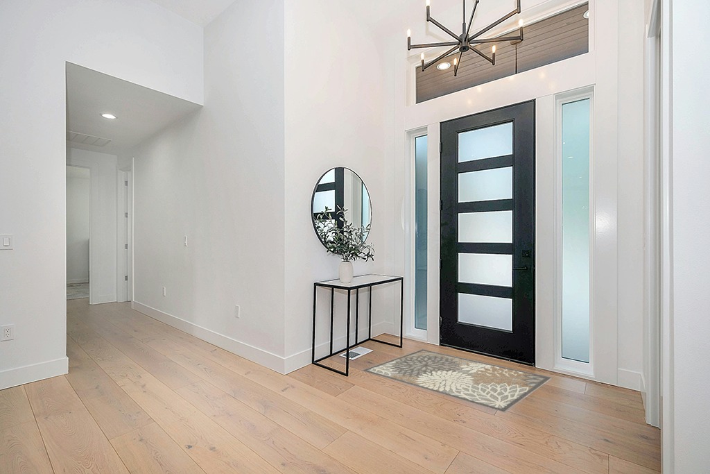 Entryway rug ideas in Modern White Entryway