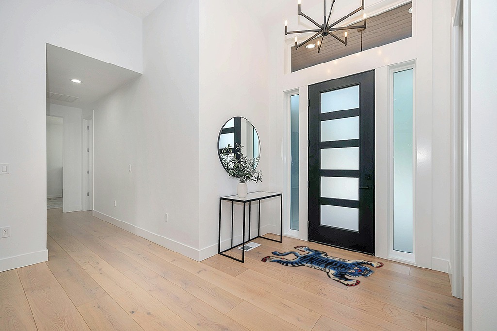 Cool rug ideas in Modern White Entryway