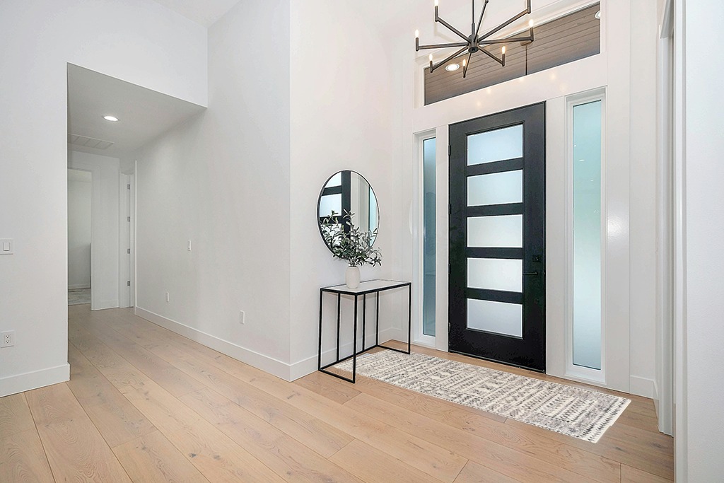 Farmhouse rug ideas in Modern White Entryway