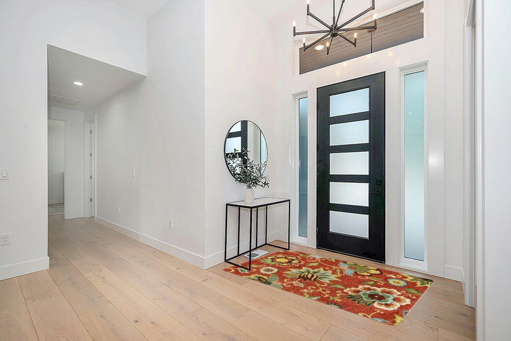 Rug ideas in Modern White Entryway