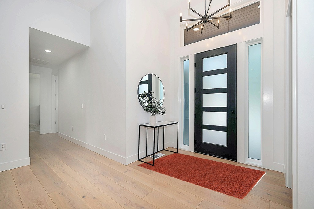 Rug ideas in Modern White Entryway