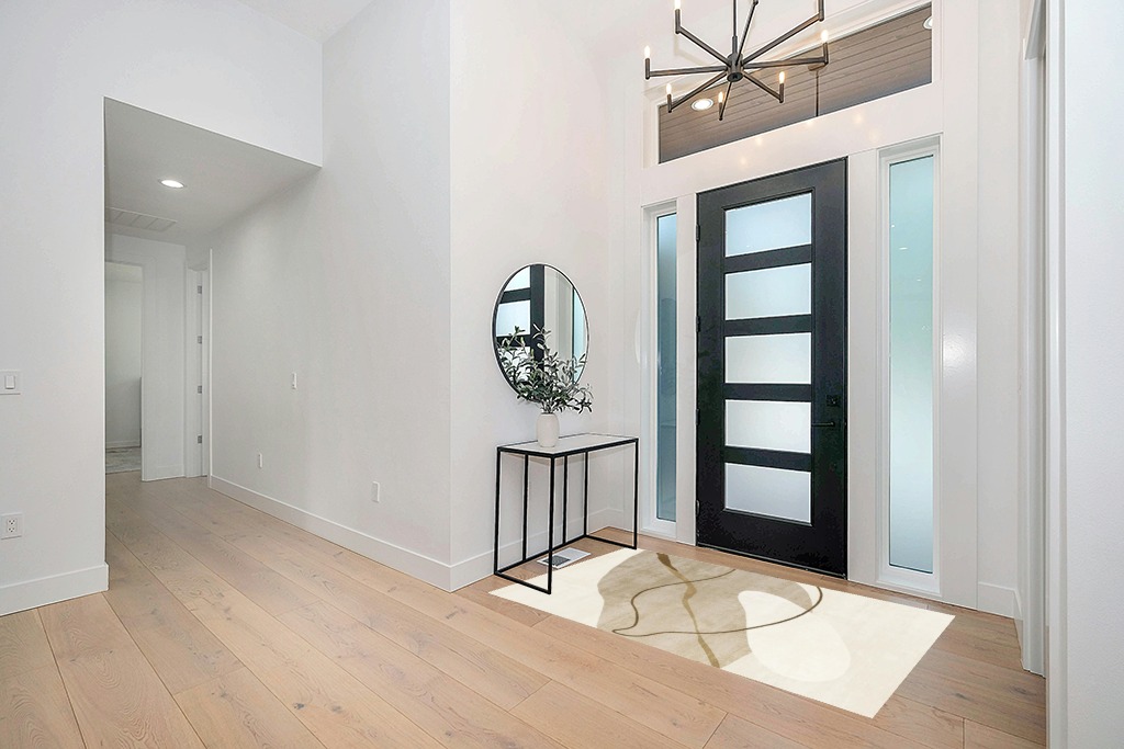 Rug ideas in Modern White Entryway