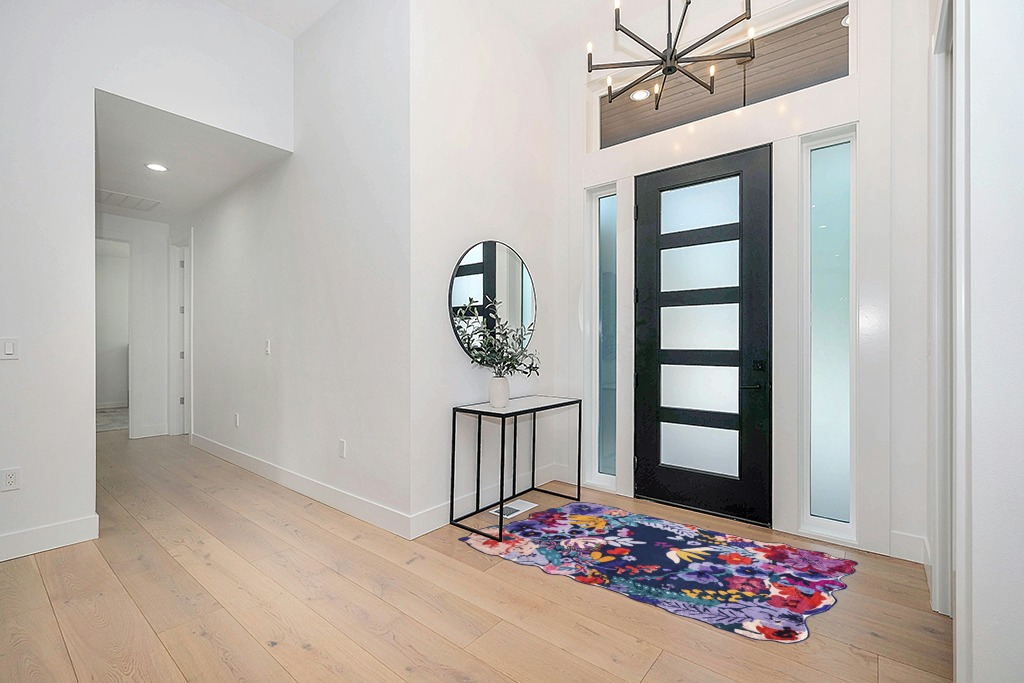 Entryway rug ideas in Modern White Entryway