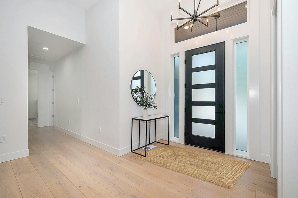 Farmhouse rug ideas in Modern White Entryway