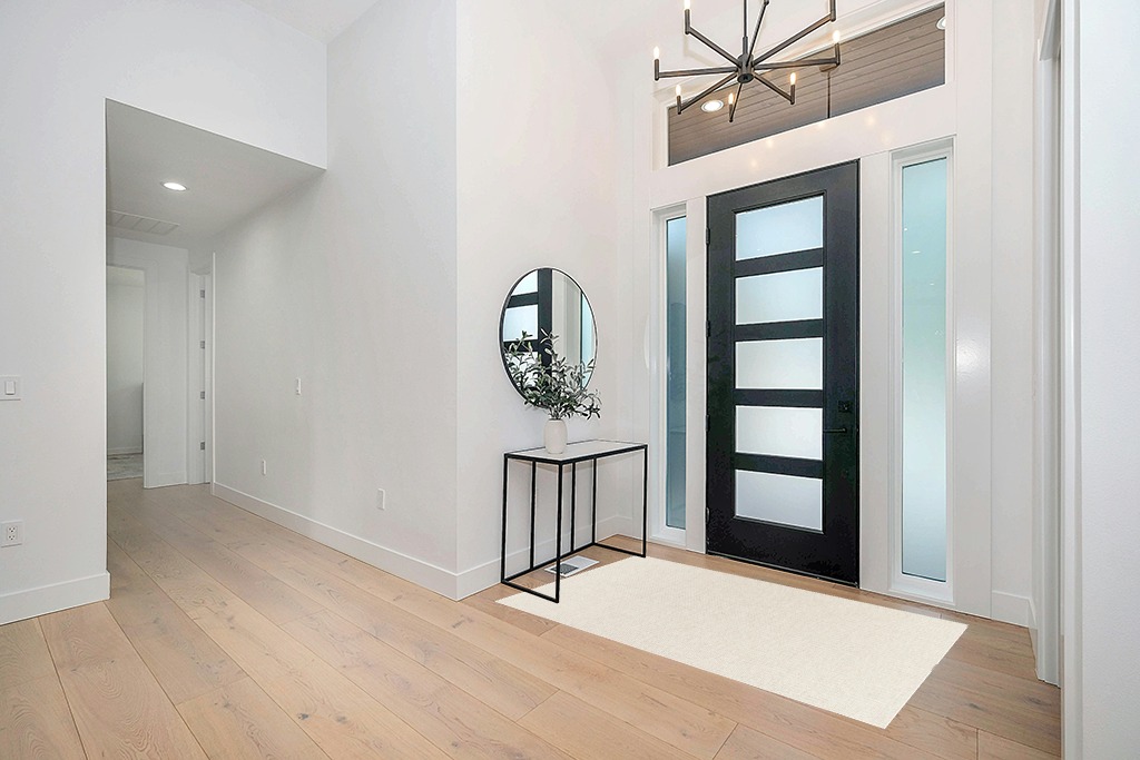 Rug ideas in Modern White Entryway