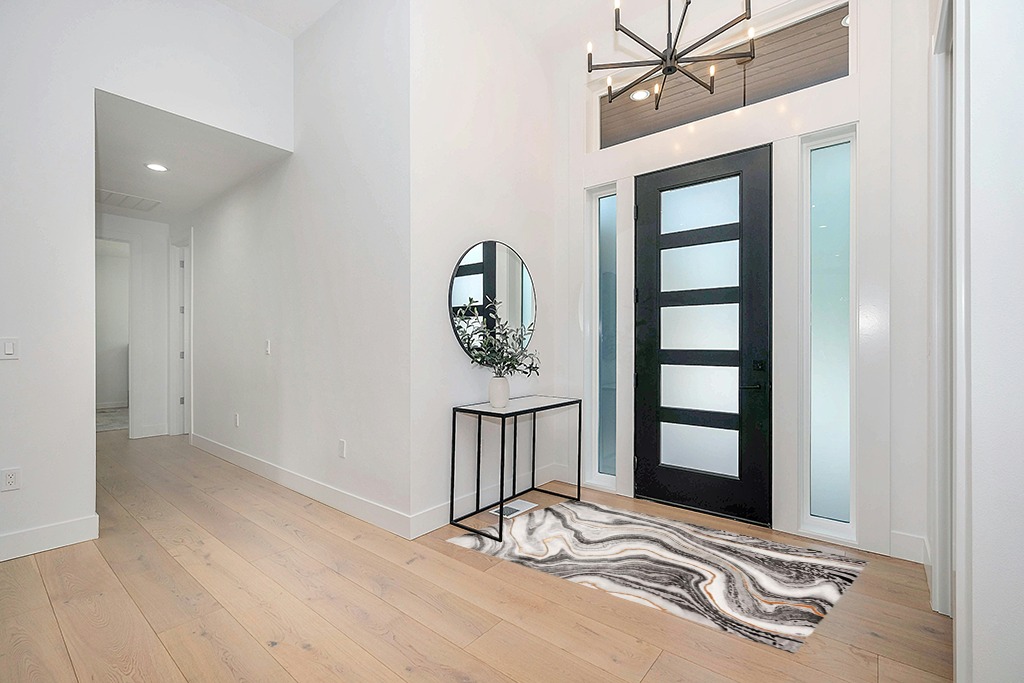 Rug ideas in Modern White Entryway