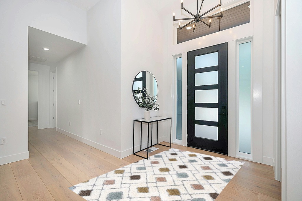 Elle Geometric Machine Made Power Loom Polypropylene Area Rug in Cream/Gold/Brown ... in Modern White Entryway