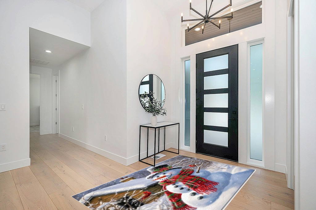 Round entryway rug ideas in Modern White Entryway