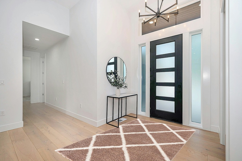 Rug ideas in Modern White Entryway