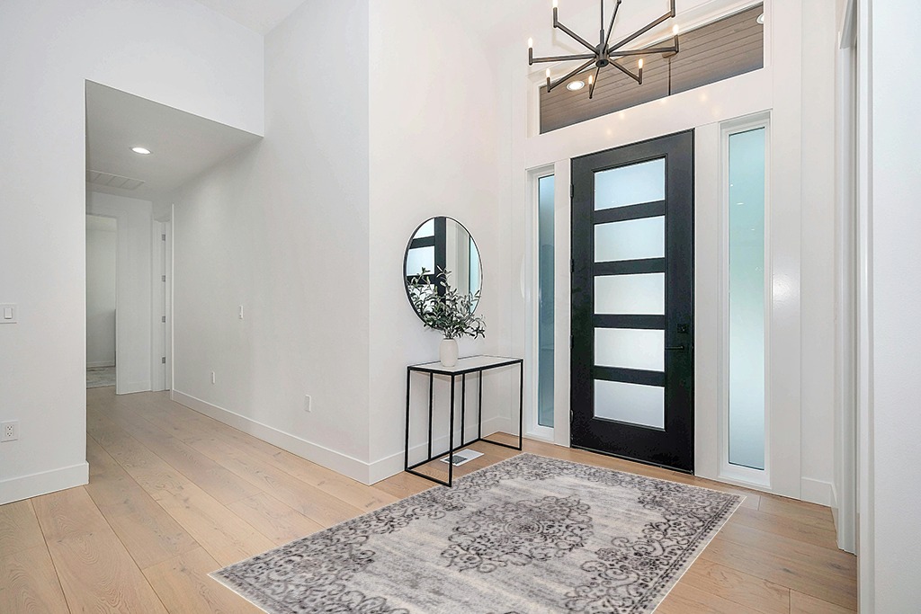 Rug ideas in Modern White Entryway