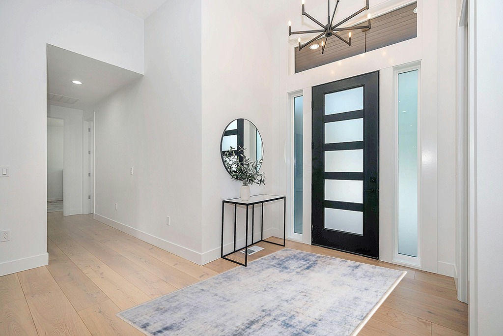 Rug ideas in Modern White Entryway