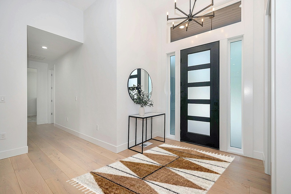 Rug ideas in Modern White Entryway