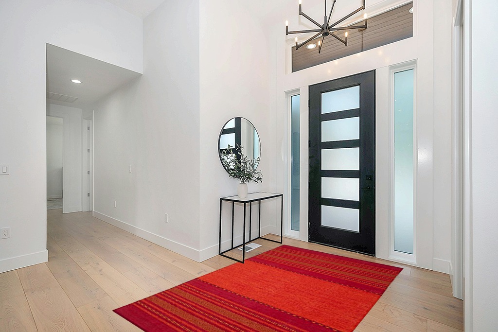Rug ideas in Modern White Entryway