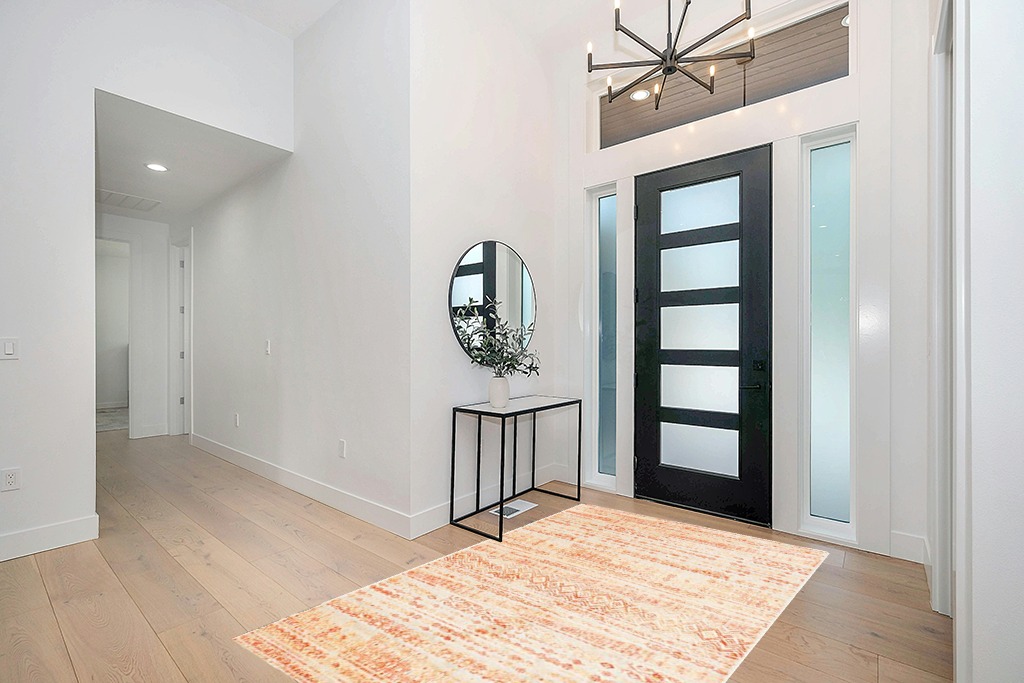Rug ideas in Modern White Entryway
