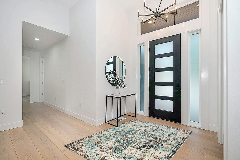 Boho rug ideas in Modern White Entryway