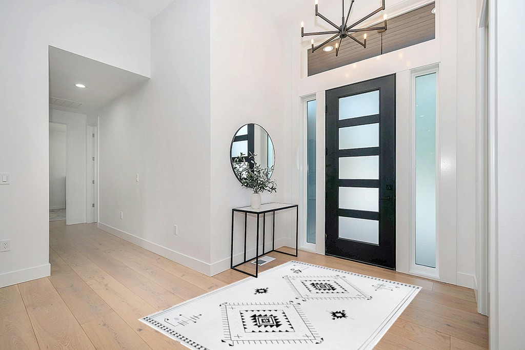 Boho rug ideas in Modern White Entryway
