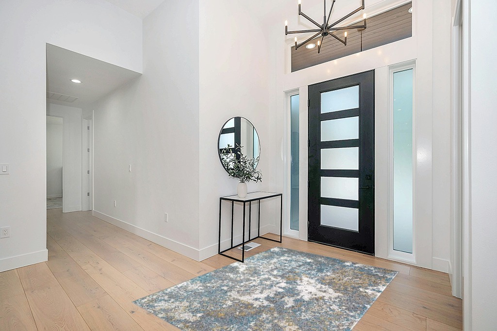 Rug ideas in Modern White Entryway