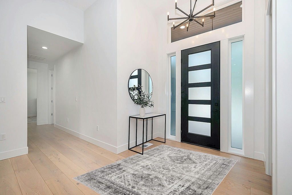 Rug ideas in Modern White Entryway
