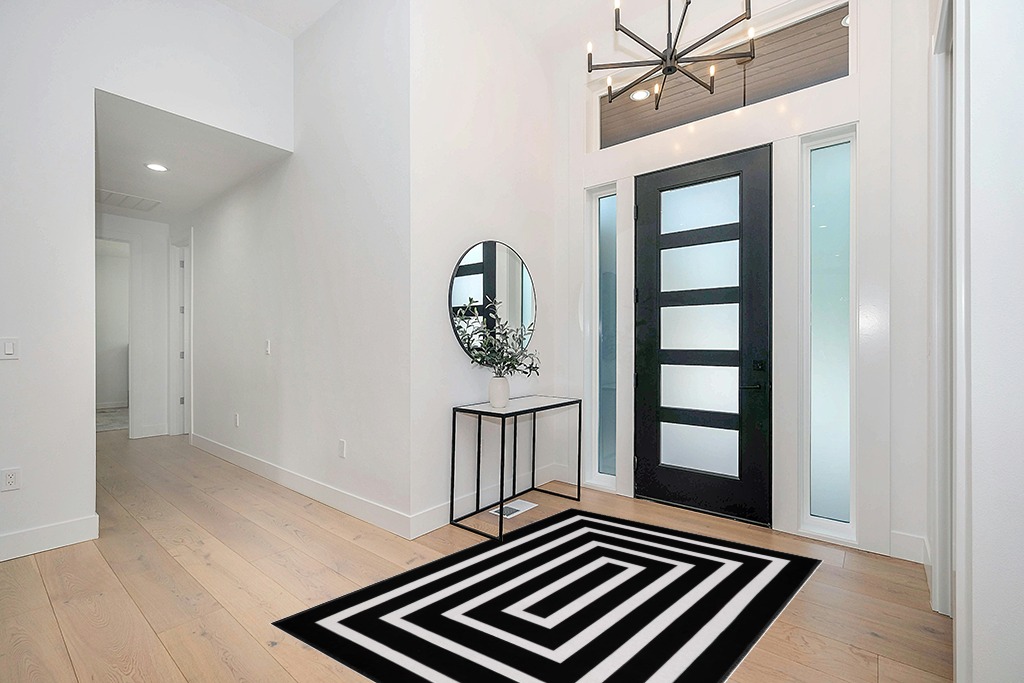 Boho rug ideas in Modern White Entryway