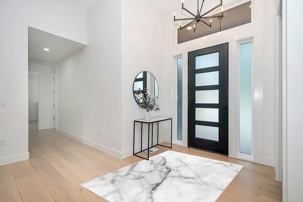 Rug ideas in Modern White Entryway