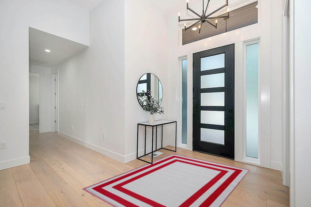 Rug ideas in Modern White Entryway