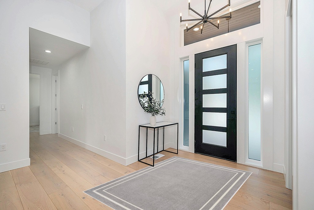 Rug ideas in Modern White Entryway
