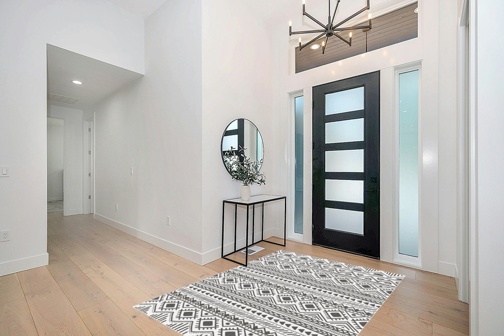Rug ideas in Modern White Entryway