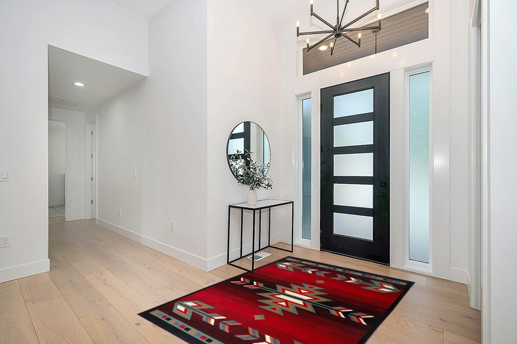 Home Dynamix Sagrada Southwest Area Rug 5x7 Black/Red/Ivory in Modern White Entryway