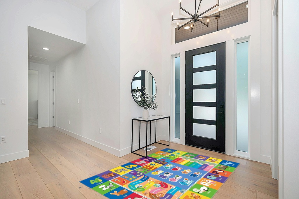 Mhconneaty Kids Play Mat Kids Rug for Playroom, 78.7x59 Inches Floor Mat for Baby Play Mat Playtime Collection ABC, Numbers, Animals, Month, Season Educational Area Rug for Kids Room Classroom in Modern White Entryway