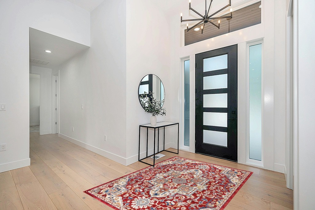Boho rug ideas in Modern White Entryway