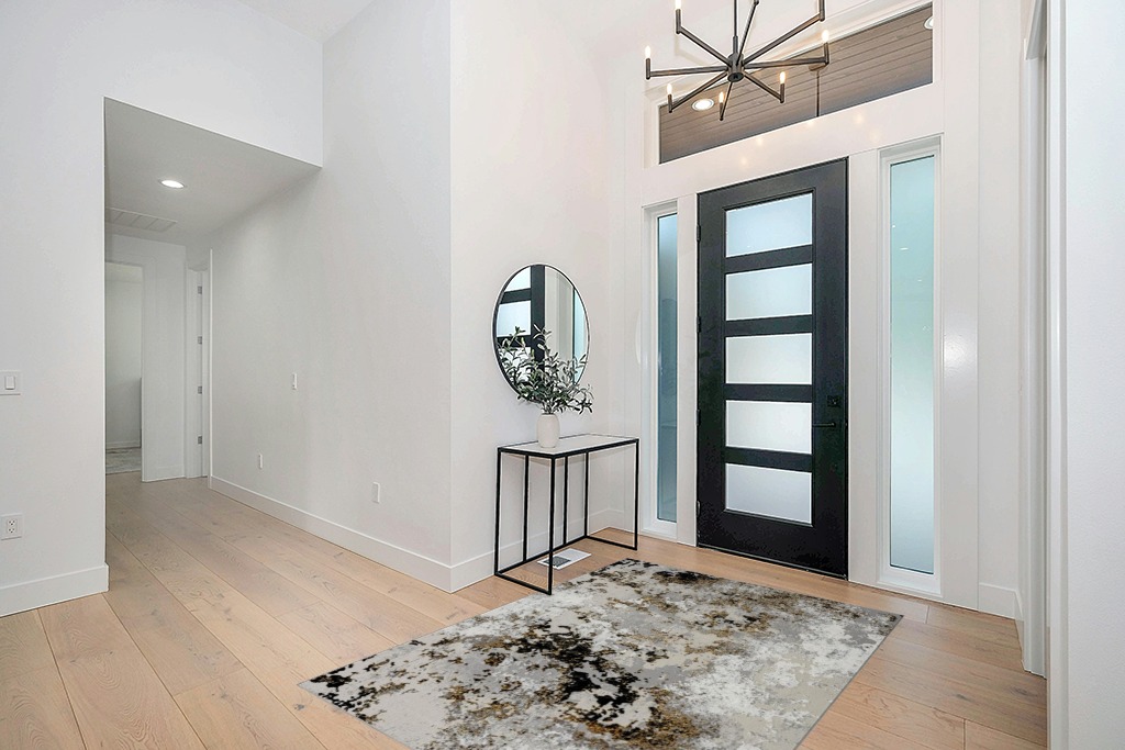 Rug ideas in Modern White Entryway