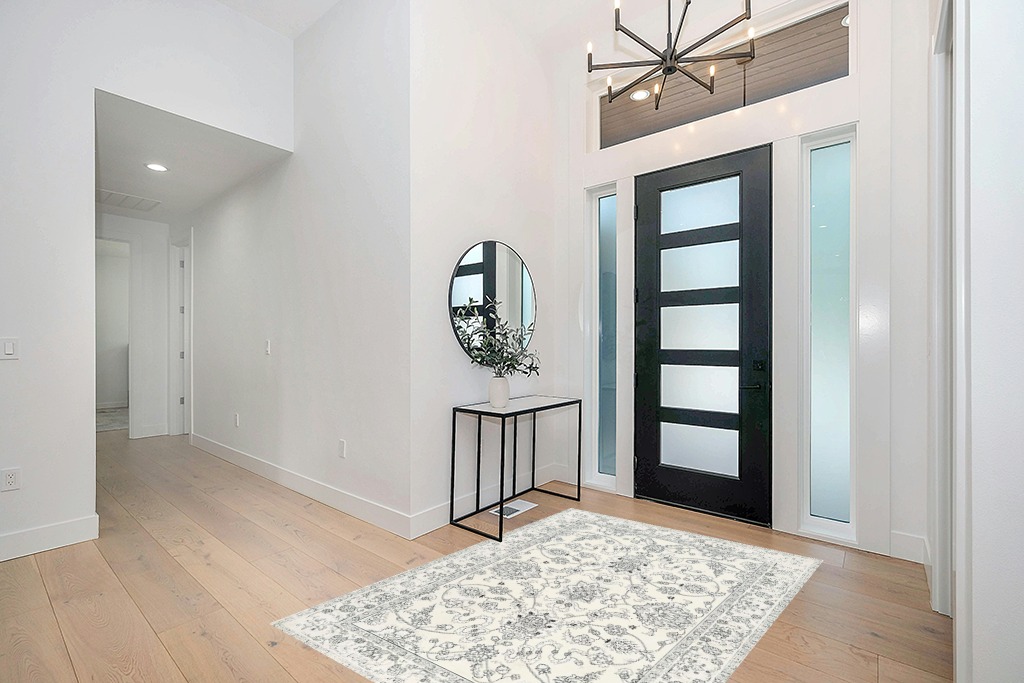 Entryway rug ideas washable in Modern White Entryway