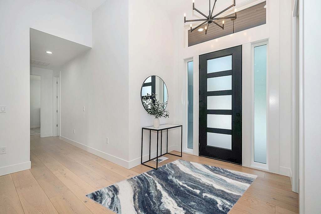 Rug ideas in Modern White Entryway