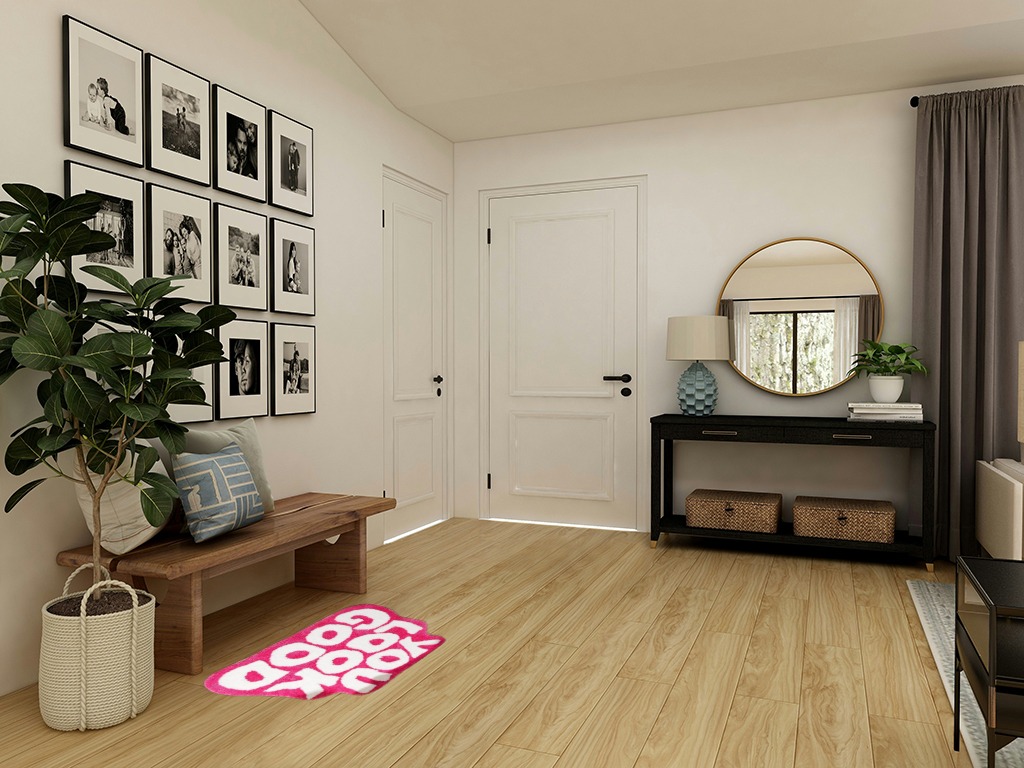 Cool rug ideas in Transitional Minimalistic Entryway