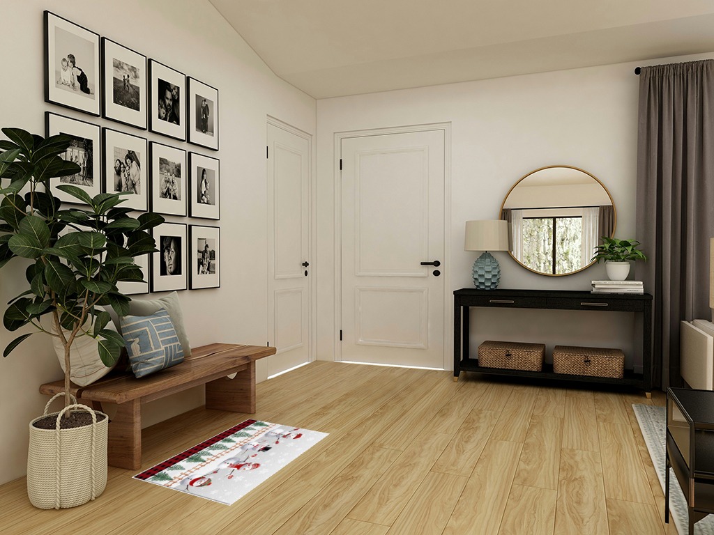 Round entryway rug ideas in Transitional Minimalistic Entryway