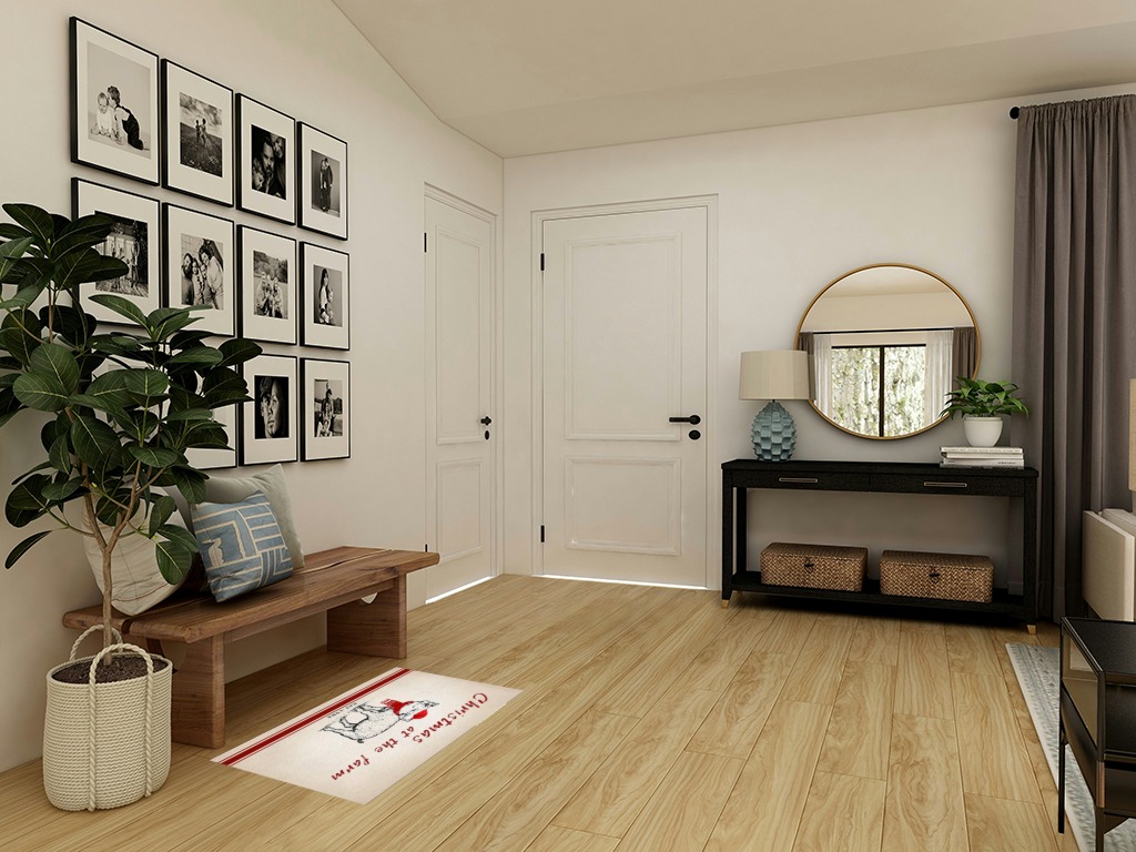Round entryway rug ideas in Transitional Minimalistic Entryway