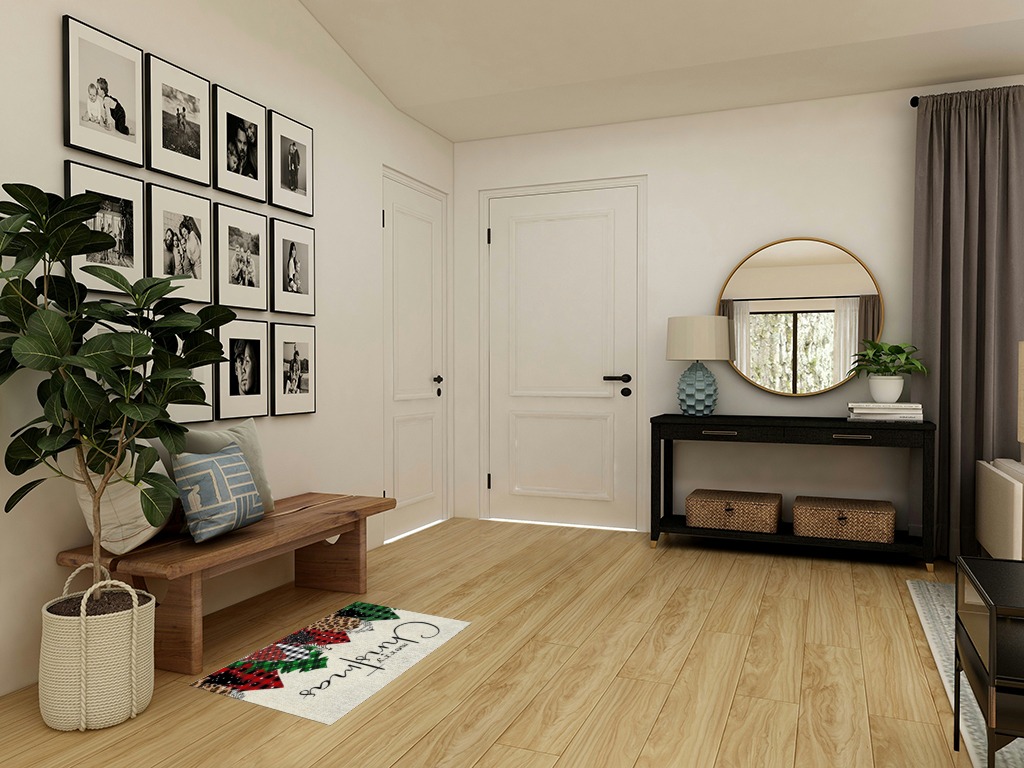 Round entryway rug ideas in Transitional Minimalistic Entryway