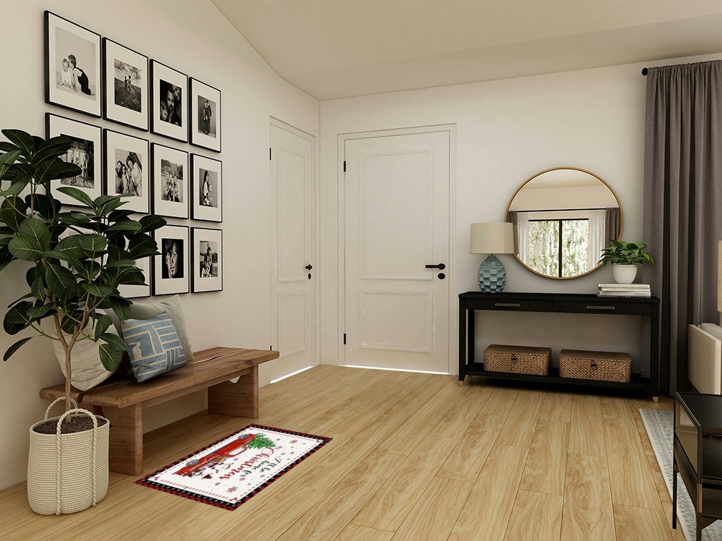 Round entryway rug ideas in Transitional Minimalistic Entryway