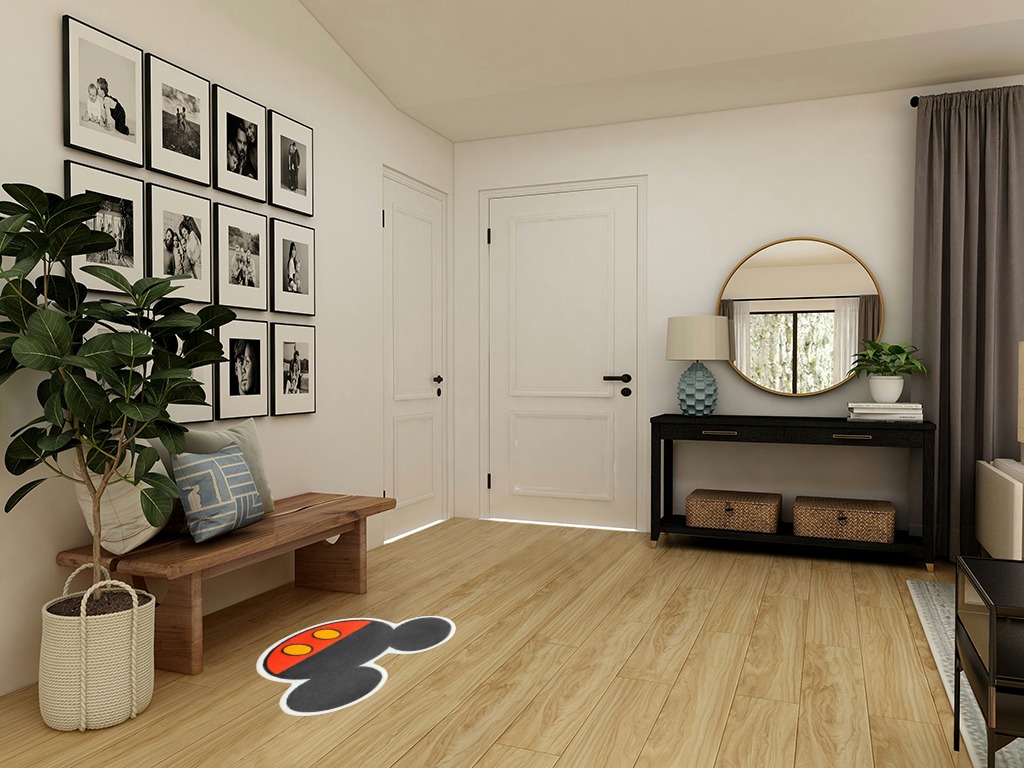 Round entryway rug ideas in Transitional Minimalistic Entryway