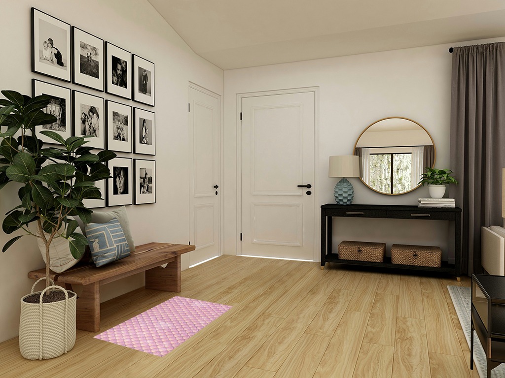 Wudan Pink Fish Scale Bathroom Rugs Fluffy Absorbent Bath Tub Mats 39 x 20 Inch Kitchen Rug for Accessories Decor Laundry Room in Transitional Minimalistic Entryway