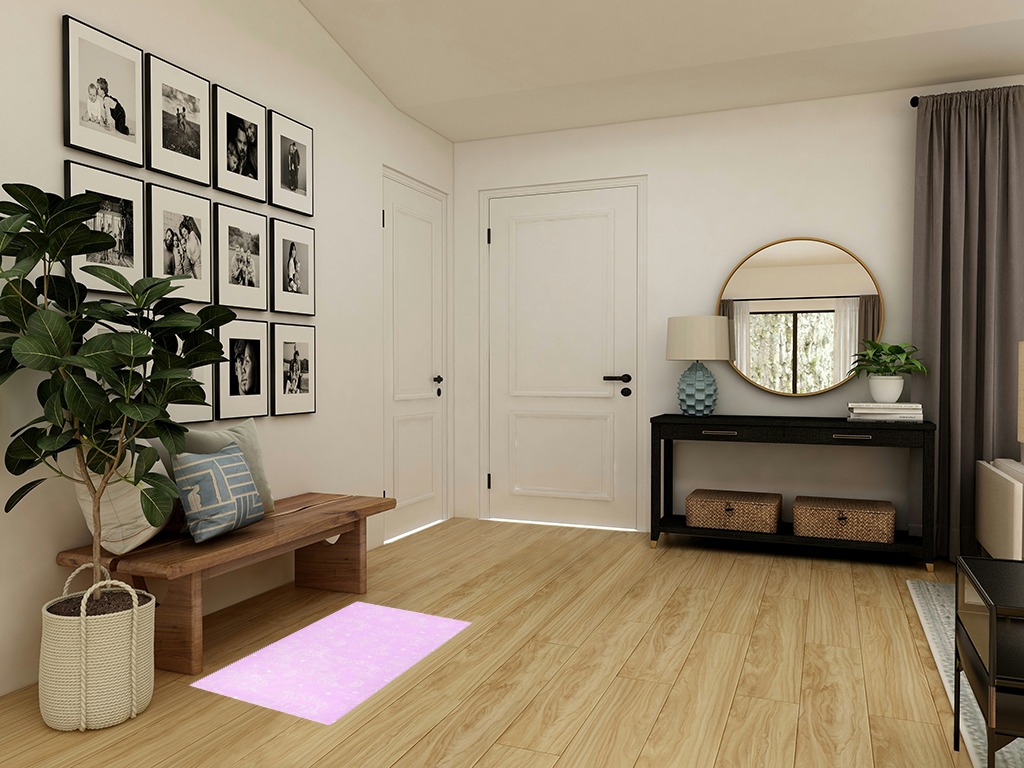 Round entryway rug ideas in Transitional Minimalistic Entryway
