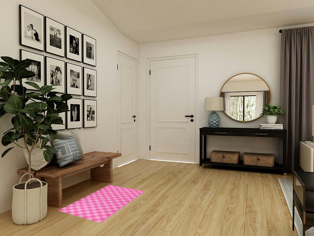 Round entryway rug ideas in Transitional Minimalistic Entryway