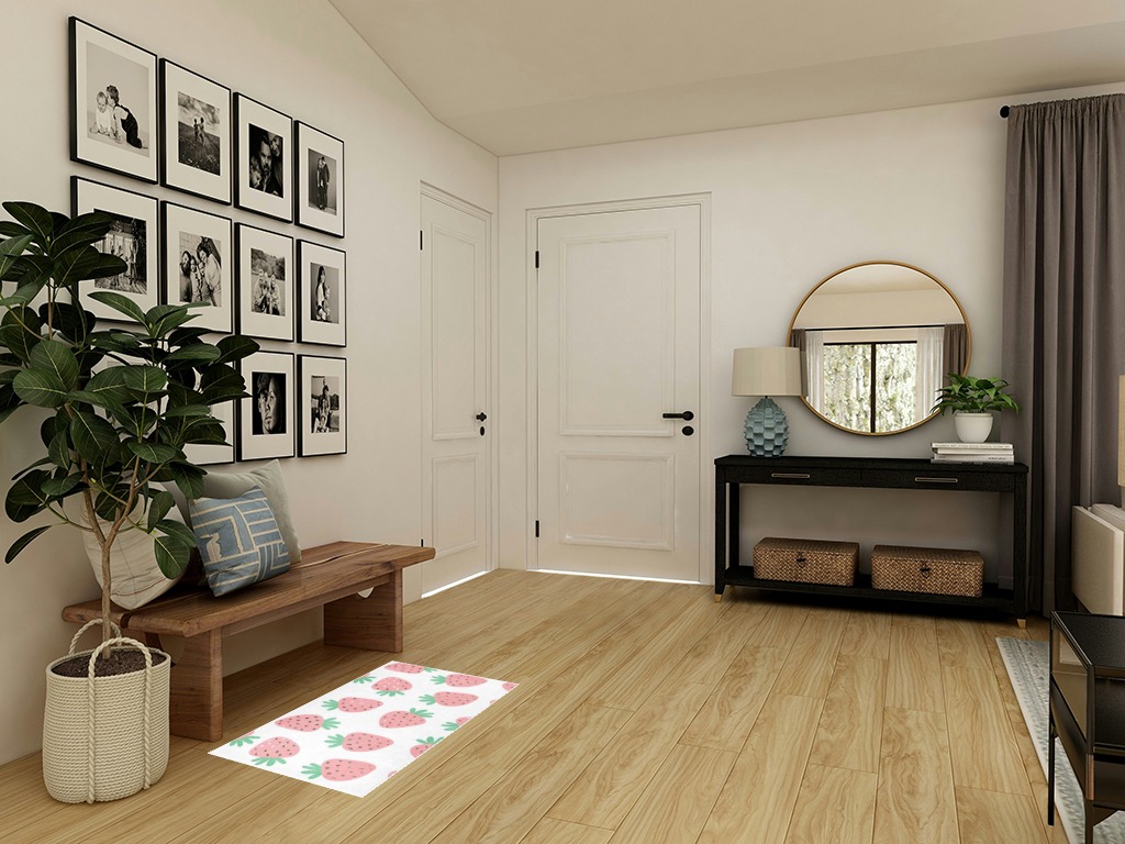 Round entryway rug ideas in Transitional Minimalistic Entryway