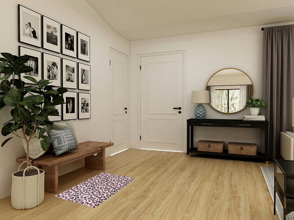Round entryway rug ideas in Transitional Minimalistic Entryway