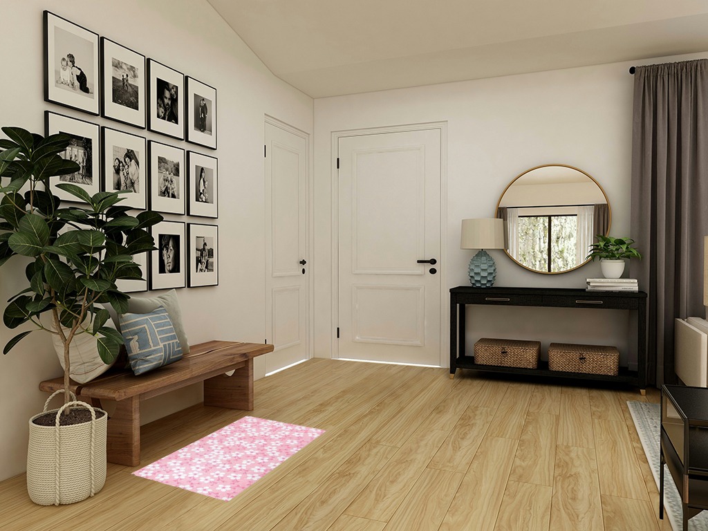 Round entryway rug ideas in Transitional Minimalistic Entryway