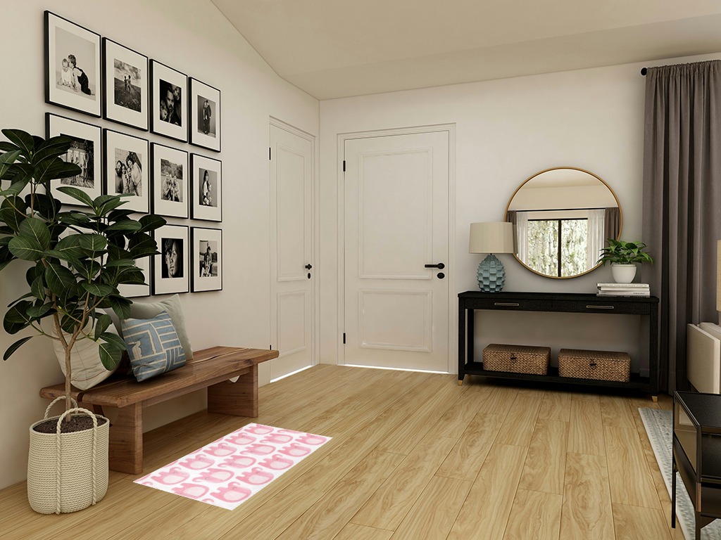 Round entryway rug ideas in Transitional Minimalistic Entryway