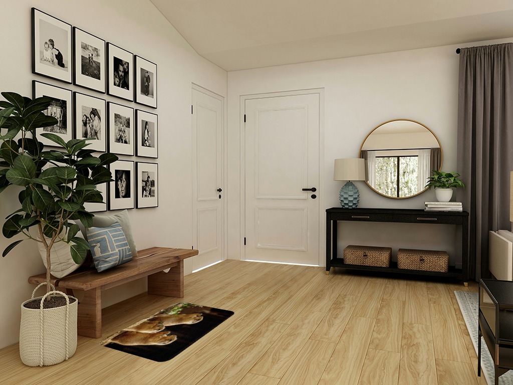 Round entryway rug ideas in Transitional Minimalistic Entryway