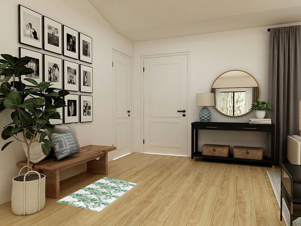 Round entryway rug ideas in Transitional Minimalistic Entryway