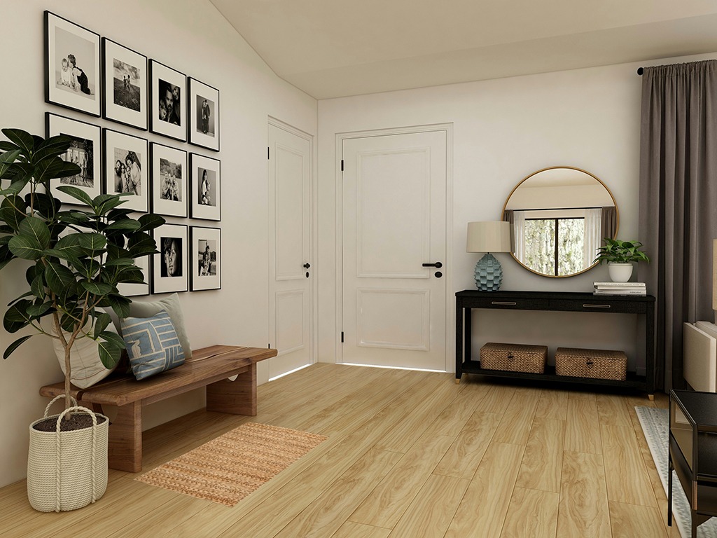Farmhouse rug ideas in Transitional Minimalistic Entryway