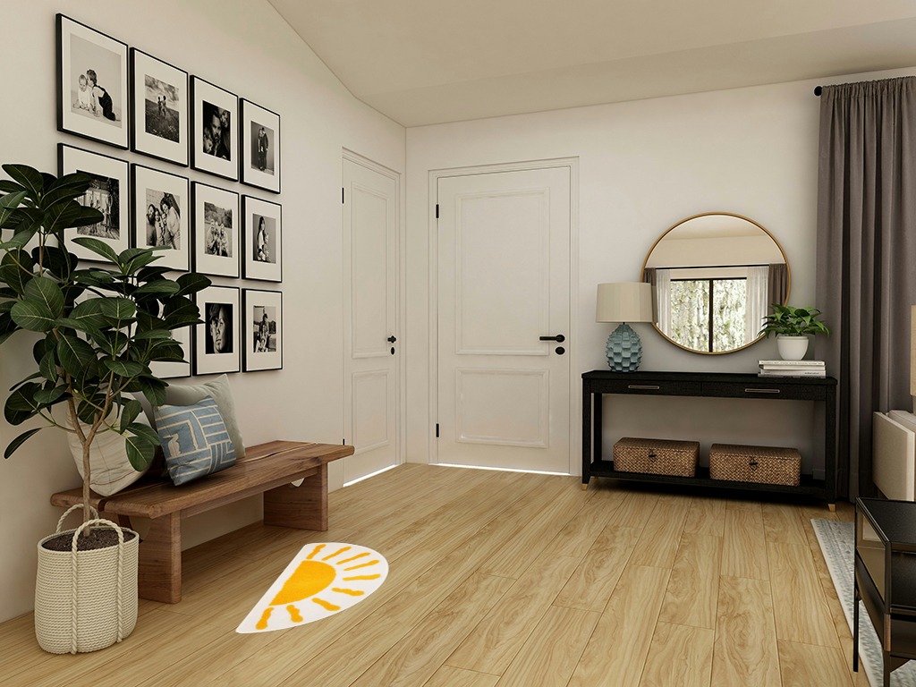 Round entryway rug ideas in Transitional Minimalistic Entryway